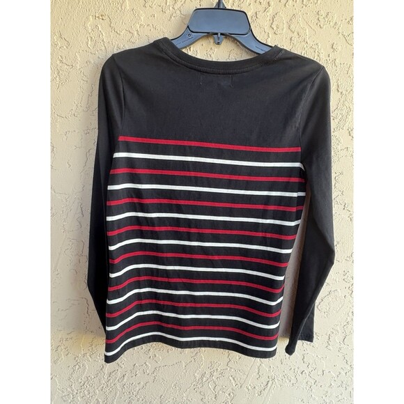 Lauren Ralph Lauren NWT Black w/ Red White Stripes LRL Crest  Womans Blouse Sz M - Picture 4 of 11